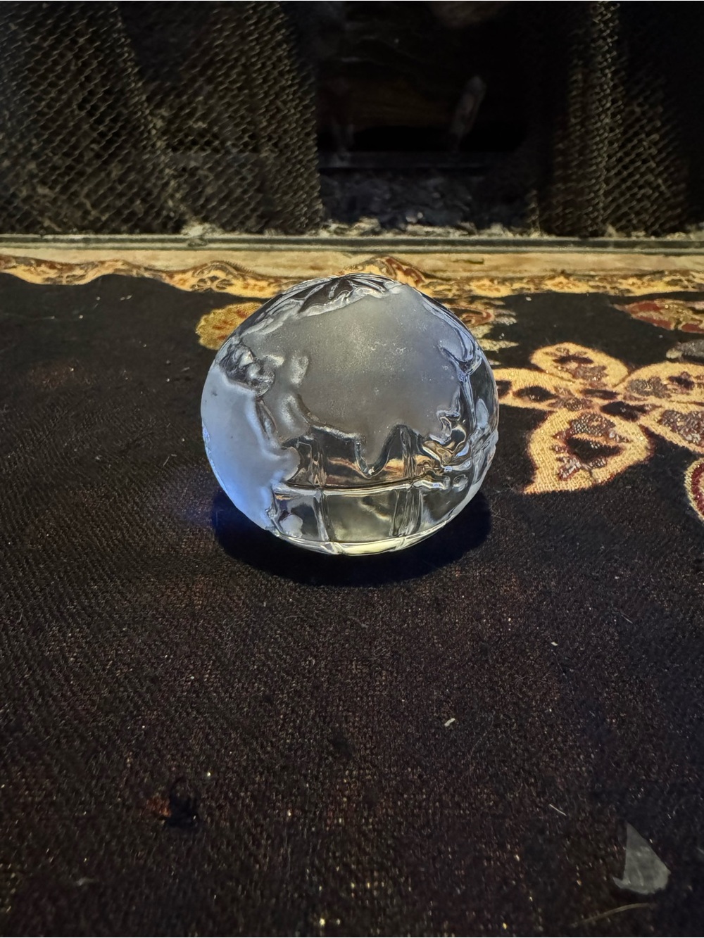 Godinger Clear Glass Globe Paperweight with Etched Continents